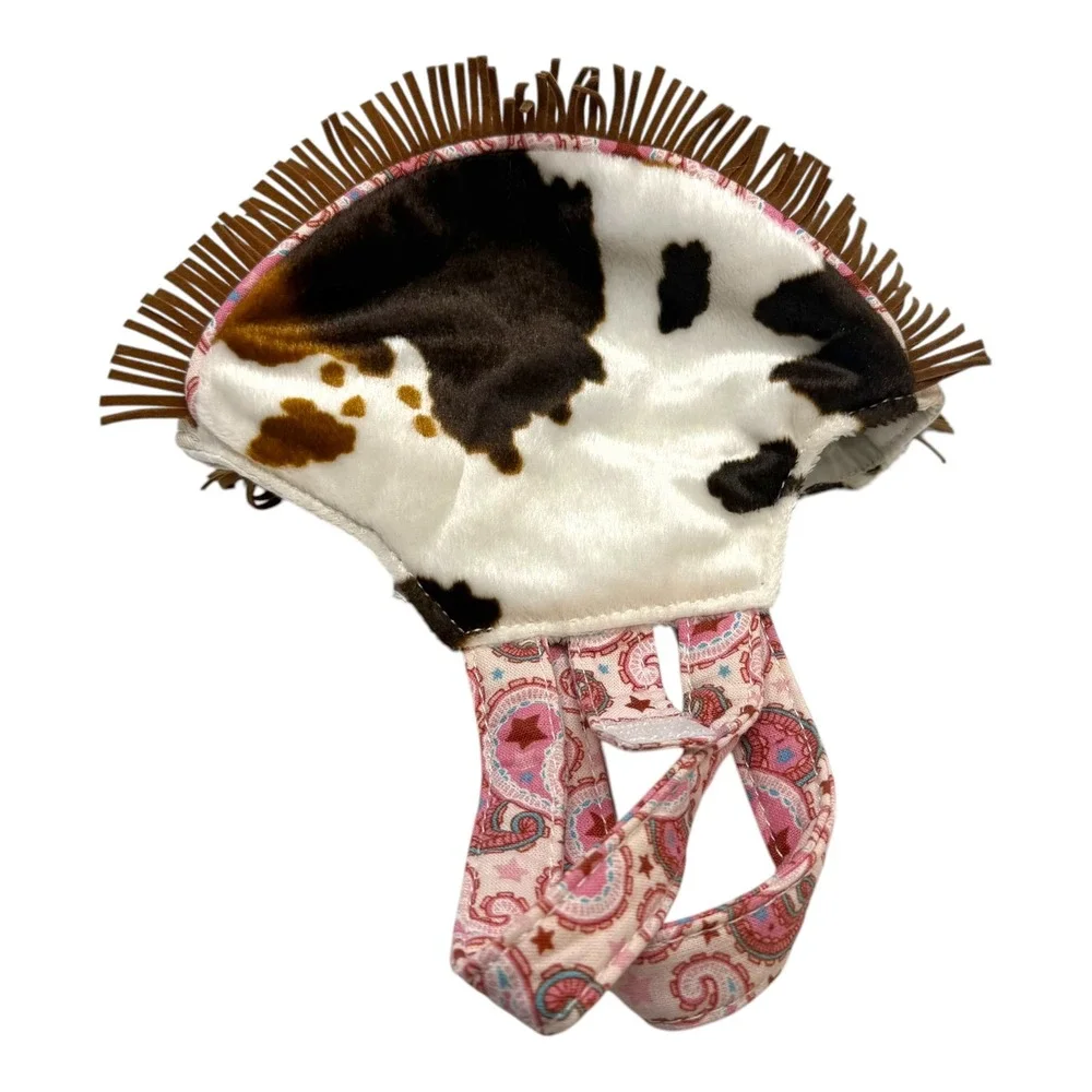 Douglas Sassy Pet Saks Cow Print Fringe Pink Cowboy Boot Plush Carrier Bag